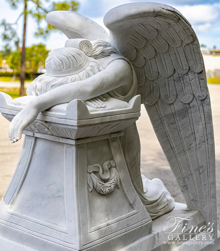 Marble Memorials  - Marble Weeping Angel Memorial - MEM-289